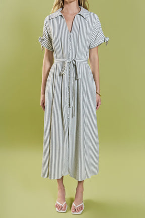 ENGLISH FACTORY - Pinstripe Polished Shirt Dress - DRESSES available at Objectrare