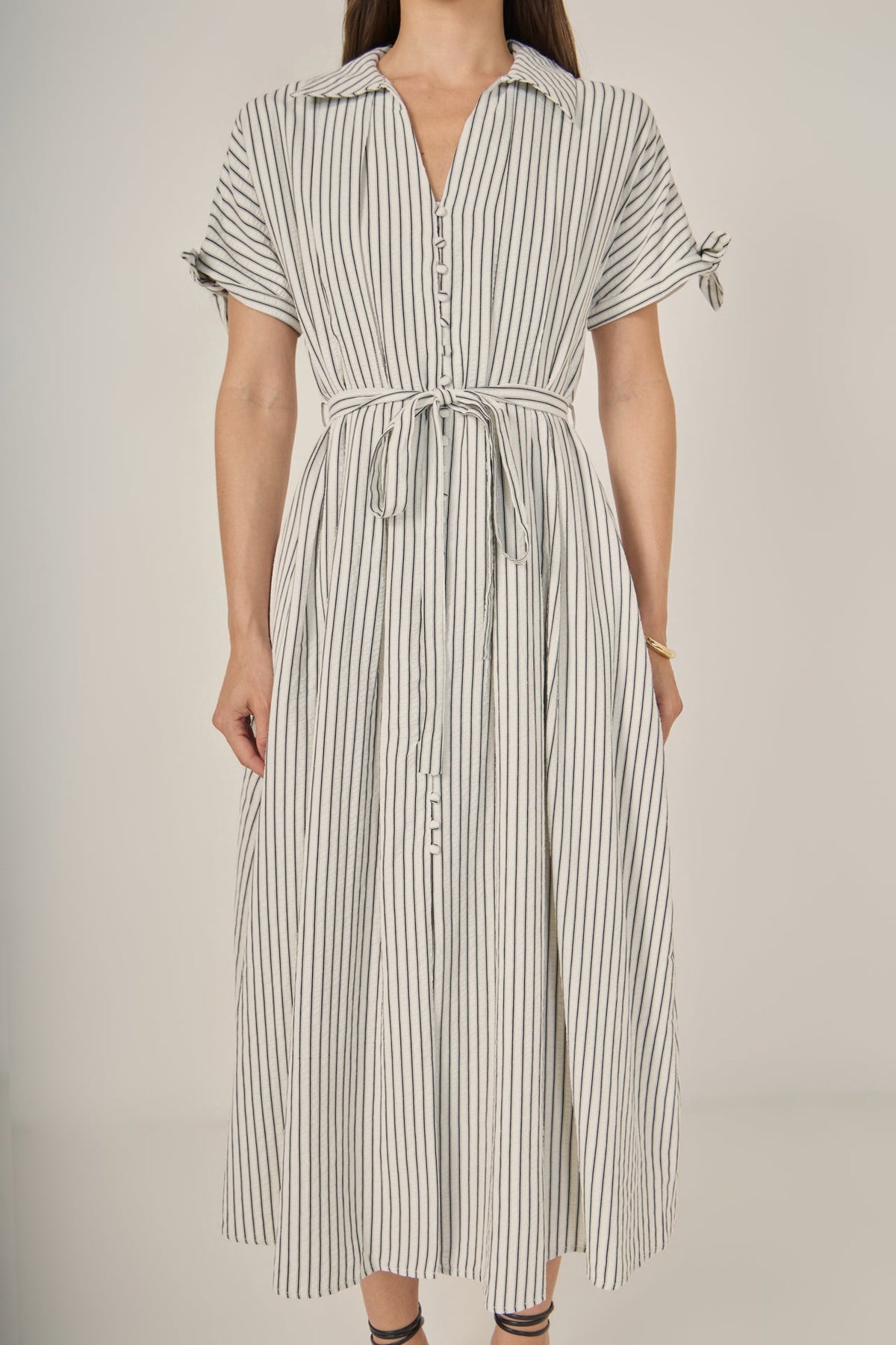 Pinstripe Polished Shirt Dress