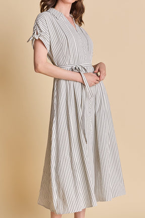 ENGLISH FACTORY - Pinstripe Polished Shirt Dress - DRESSES available at Objectrare