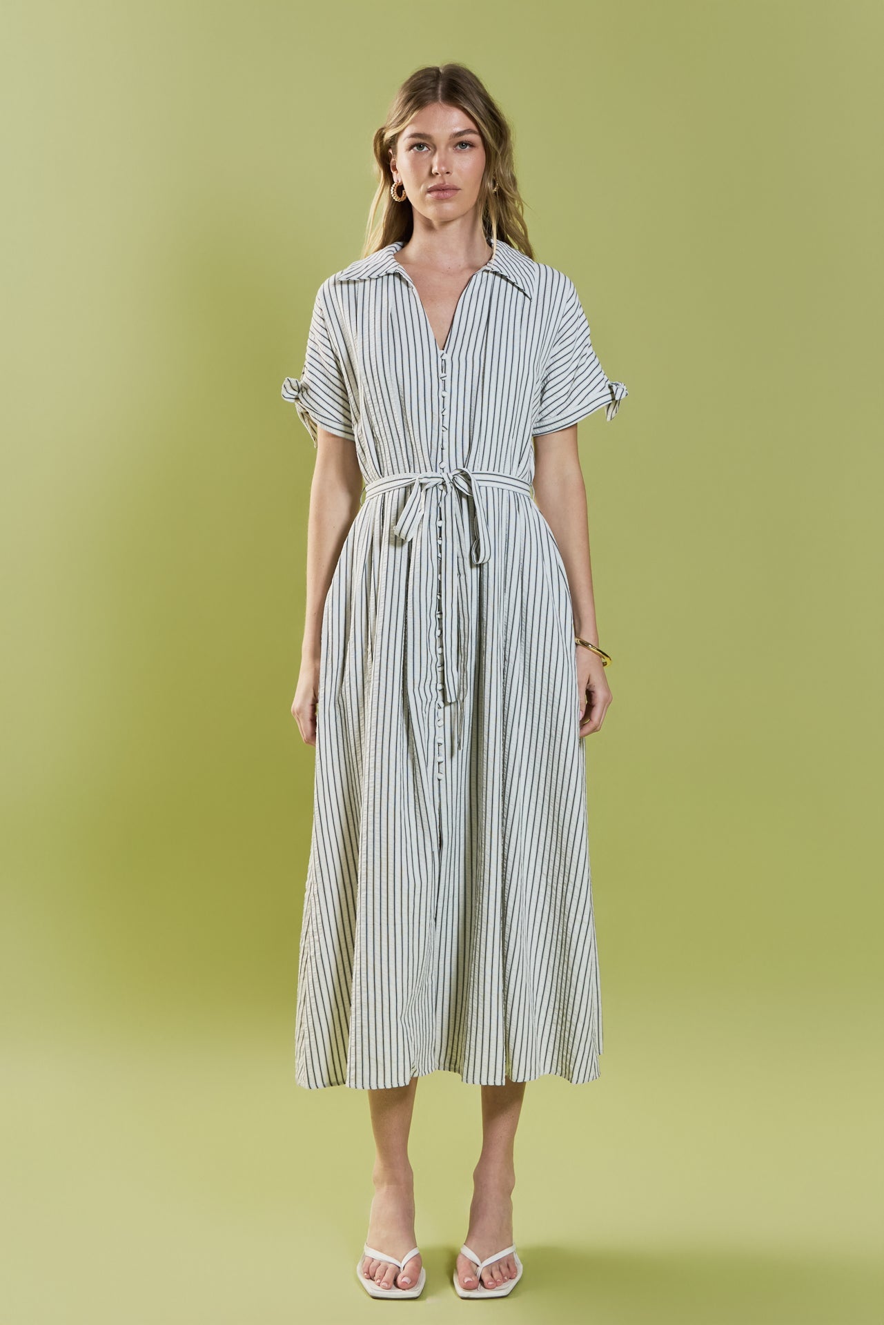 ENGLISH FACTORY - Pinstripe Polished Shirt Dress - DRESSES available at Objectrare