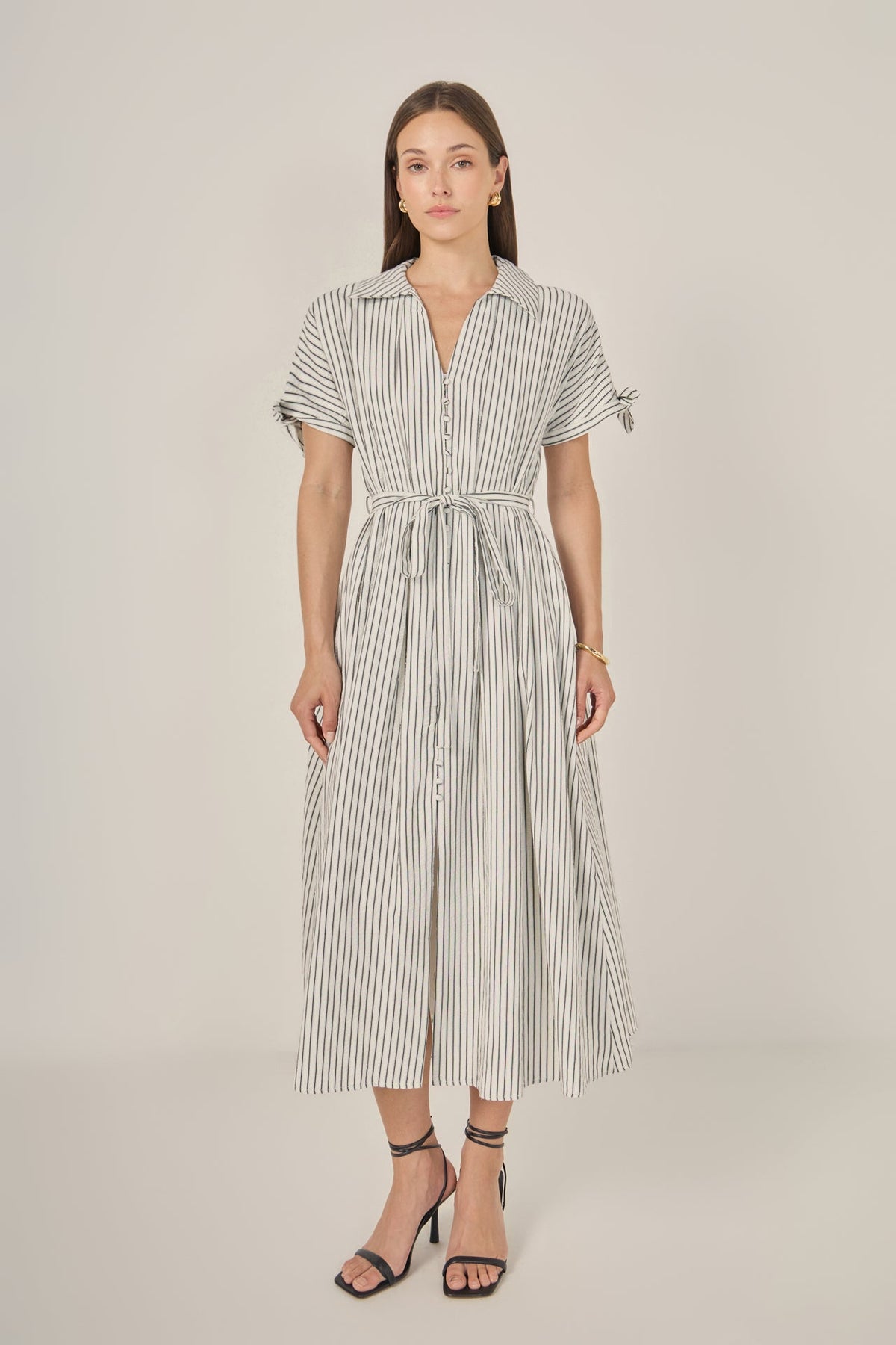 Pinstripe Polished Shirt Dress