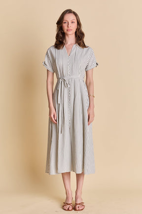 ENGLISH FACTORY - Pinstripe Polished Shirt Dress - DRESSES available at Objectrare
