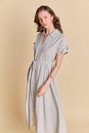 ENGLISH FACTORY - Pinstripe Polished Shirt Dress - DRESSES available at Objectrare
