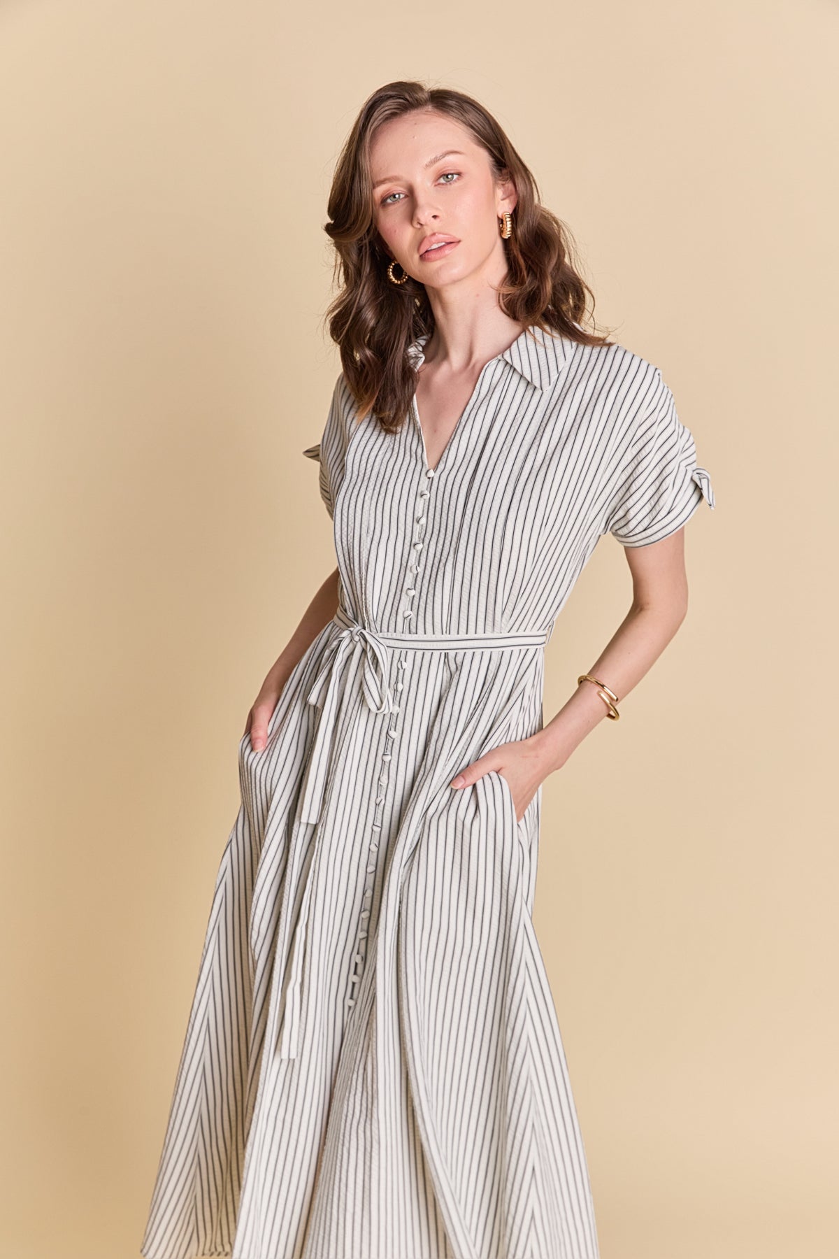 Stripe Midi Shirt Dress