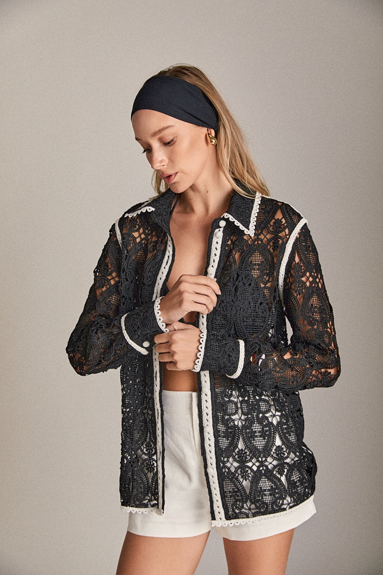 ENGLISH FACTORY - The Margaux Crochet Shirt - BLOUSES available at Objectrare