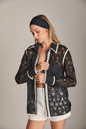 ENGLISH FACTORY - The Margaux Crochet Shirt - BLOUSES available at Objectrare