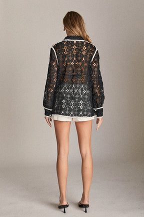ENGLISH FACTORY - The Margaux Crochet Shirt - BLOUSES available at Objectrare