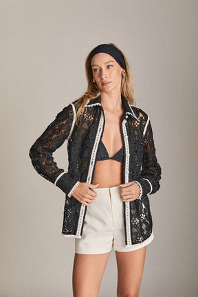 ENGLISH FACTORY - The Margaux Crochet Shirt - BLOUSES available at Objectrare