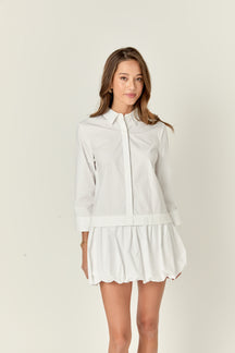 ENGLISH FACTORY - Bubble Hem Shirt Mini Dress - DRESSES available at Objectrare