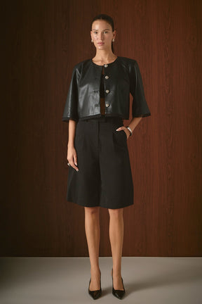 ENDLESS ROSE - Faux Leather Cropped Jacket - JACKETS available at Objectrare