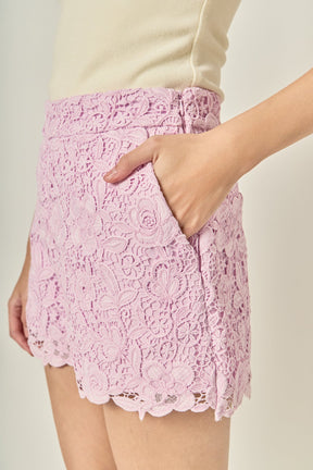 ENGLISH FACTORY - Willow Floral Guipure Lace Shorts - SHORTS available at Objectrare