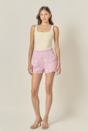ENGLISH FACTORY - Willow Floral Guipure Lace Shorts - SHORTS available at Objectrare