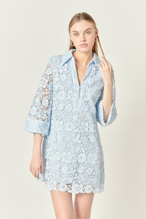 ENGLISH FACTORY - Iris Guipure Lace Mini Dress - DRESSES available at Objectrare