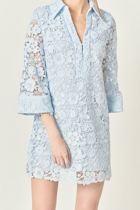 ENGLISH FACTORY - Iris Guipure Lace Mini Dress - DRESSES available at Objectrare