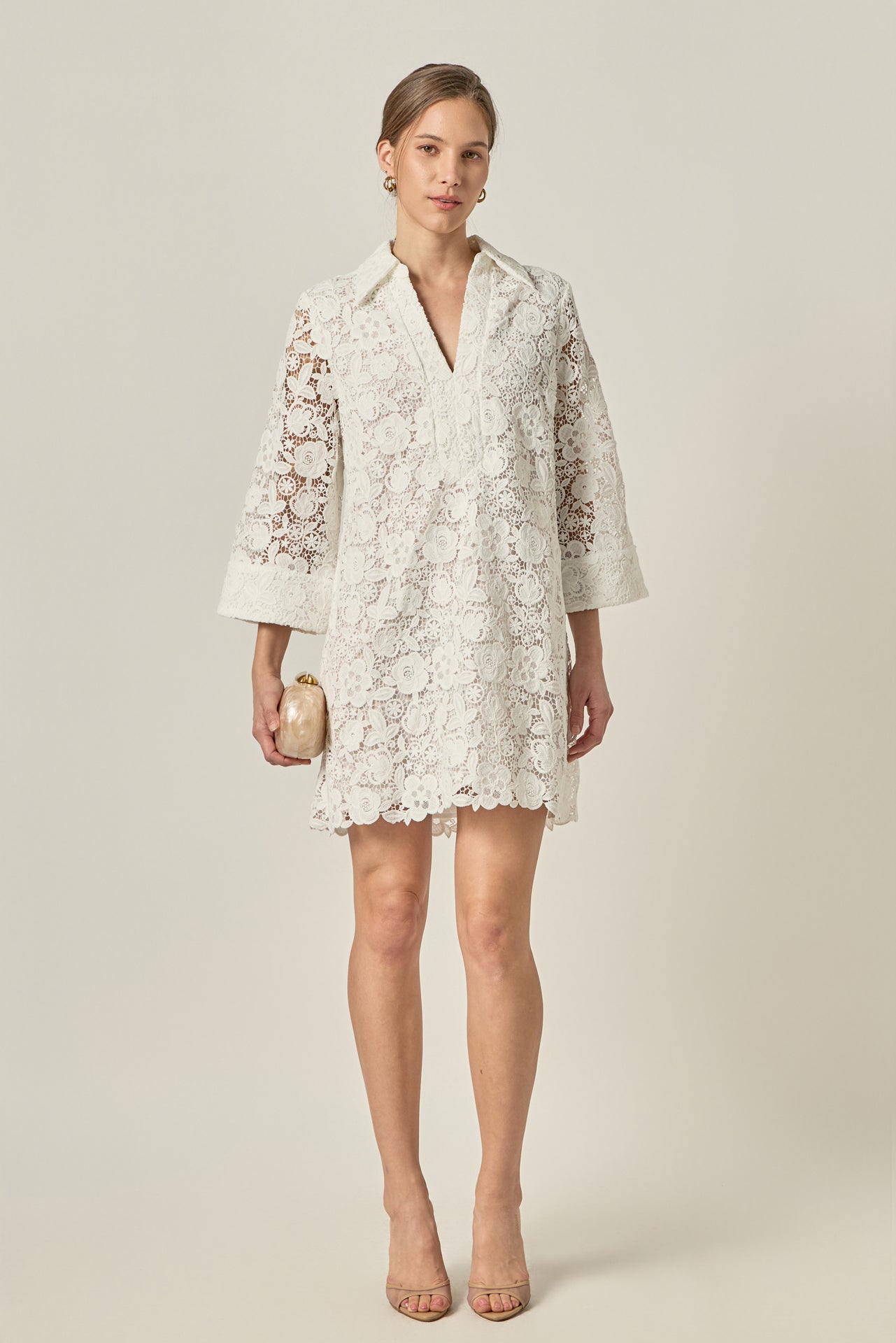 ENGLISH FACTORY - Guipure Lace Mini Dress - DRESSES available at Objectrare