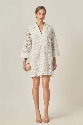 ENGLISH FACTORY - Guipure Lace Mini Dress - DRESSES available at Objectrare