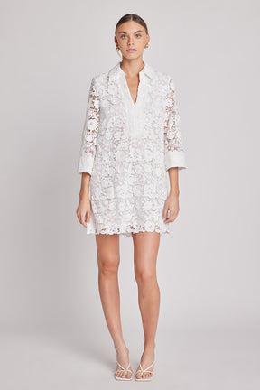 ENGLISH FACTORY - Guipure Lace Mini Dress - DRESSES available at Objectrare