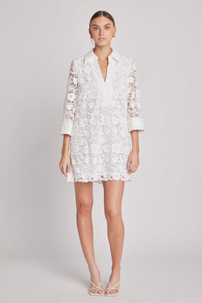 ENGLISH FACTORY - Guipure Lace Mini Dress - DRESSES available at Objectrare