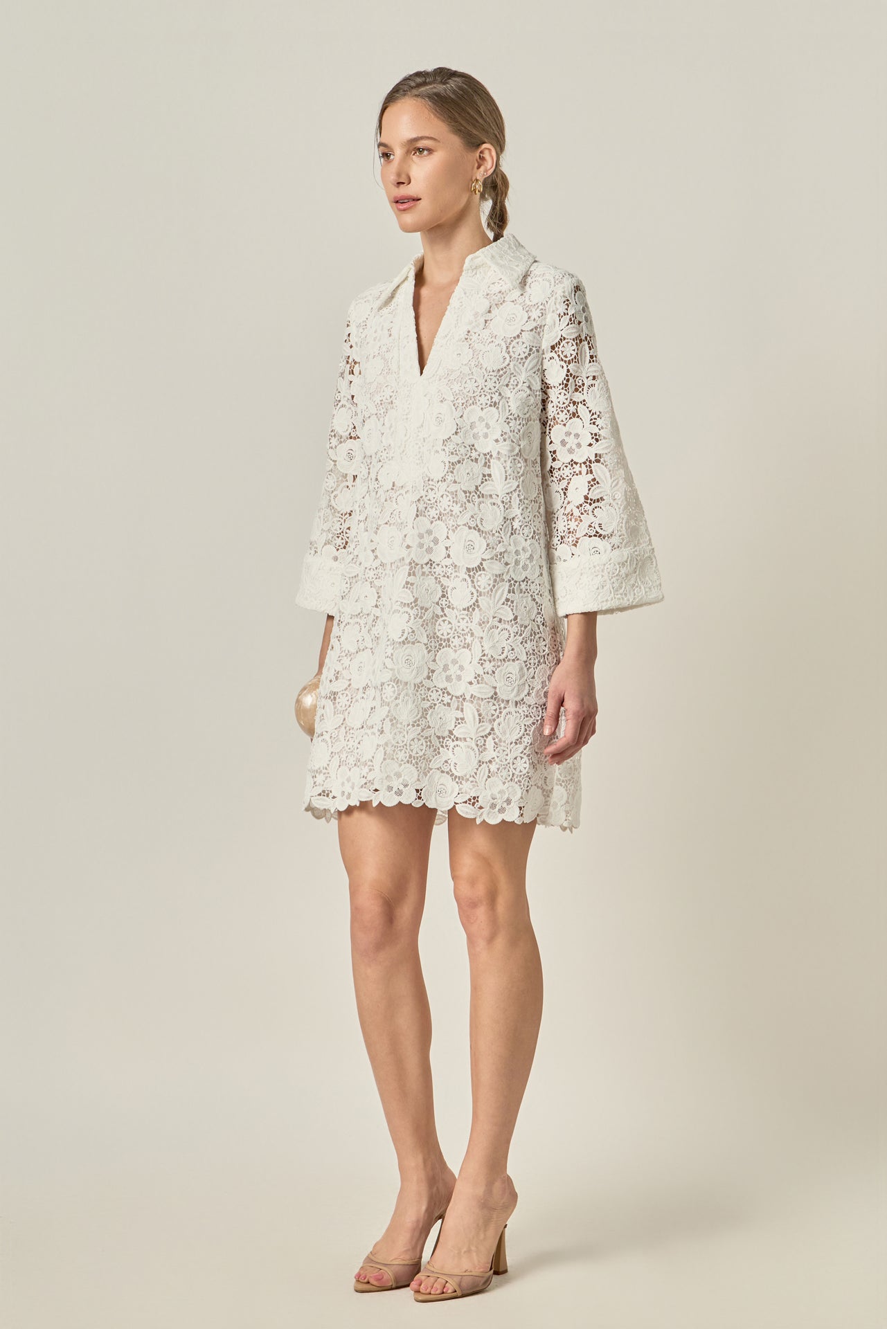 ENGLISH FACTORY - Guipure Lace Mini Dress - DRESSES available at Objectrare