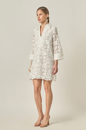ENGLISH FACTORY - Guipure Lace Mini Dress - DRESSES available at Objectrare