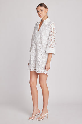 ENGLISH FACTORY - Guipure Lace Mini Dress - DRESSES available at Objectrare