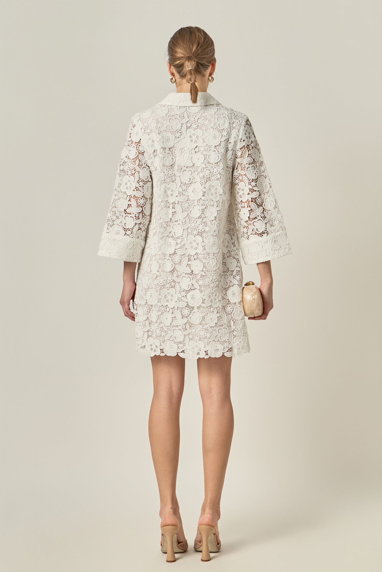 ENGLISH FACTORY - Guipure Lace Mini Dress - DRESSES available at Objectrare