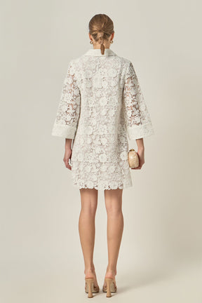 ENGLISH FACTORY - Guipure Lace Mini Dress - DRESSES available at Objectrare