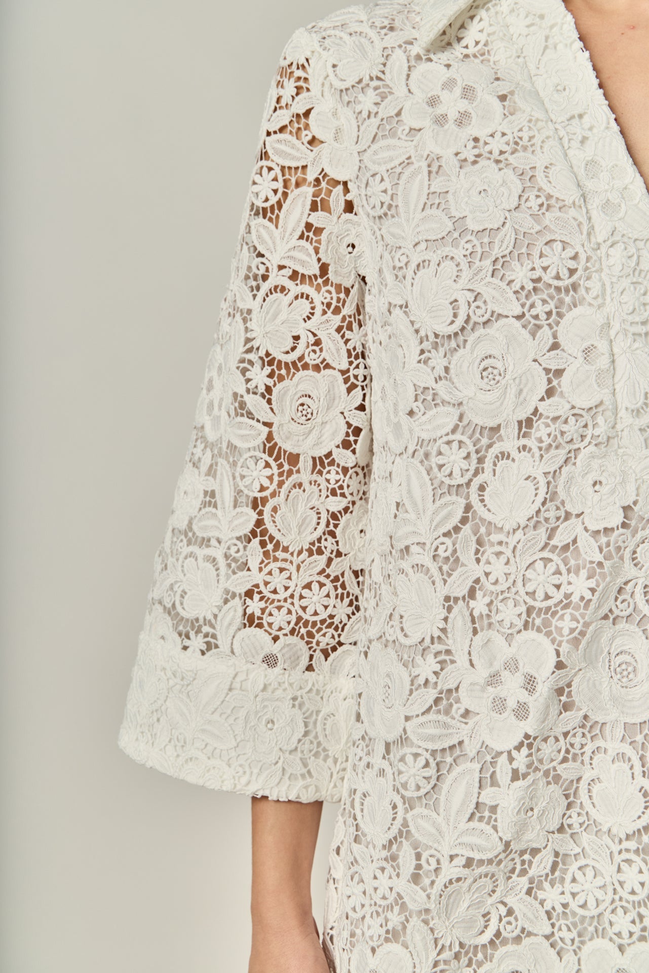 ENGLISH FACTORY - Guipure Lace Mini Dress - DRESSES available at Objectrare