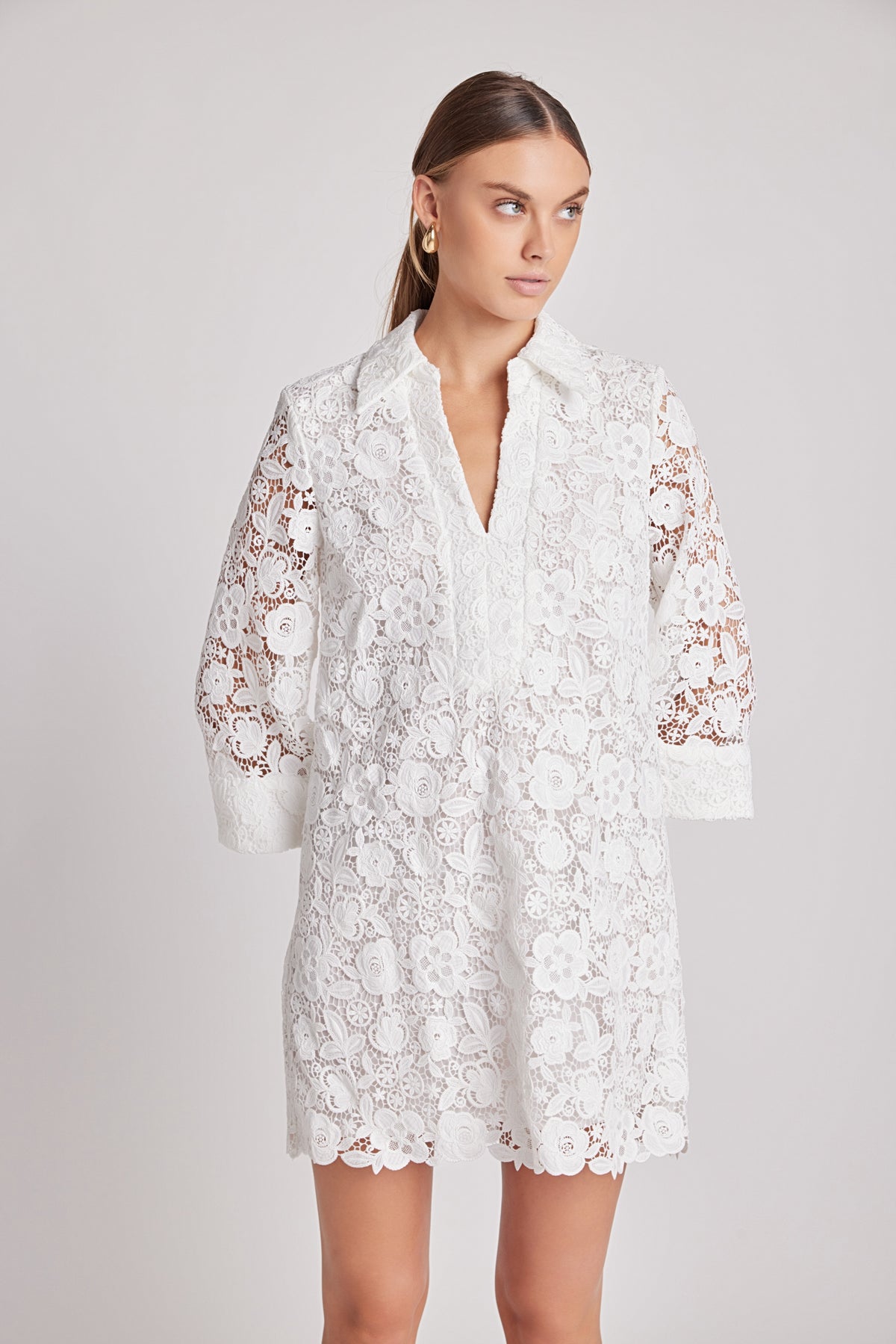 Iris Guipure Lace Mini Dress