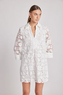 ENGLISH FACTORY - Iris Guipure Lace Mini Dress - DRESSES available at Objectrare
