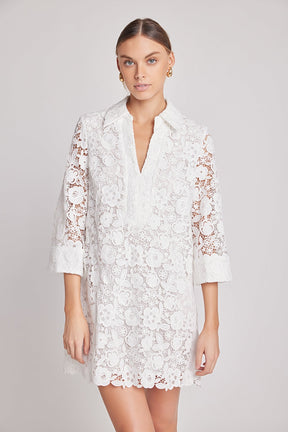 ENGLISH FACTORY - Guipure Lace Mini Dress - DRESSES available at Objectrare