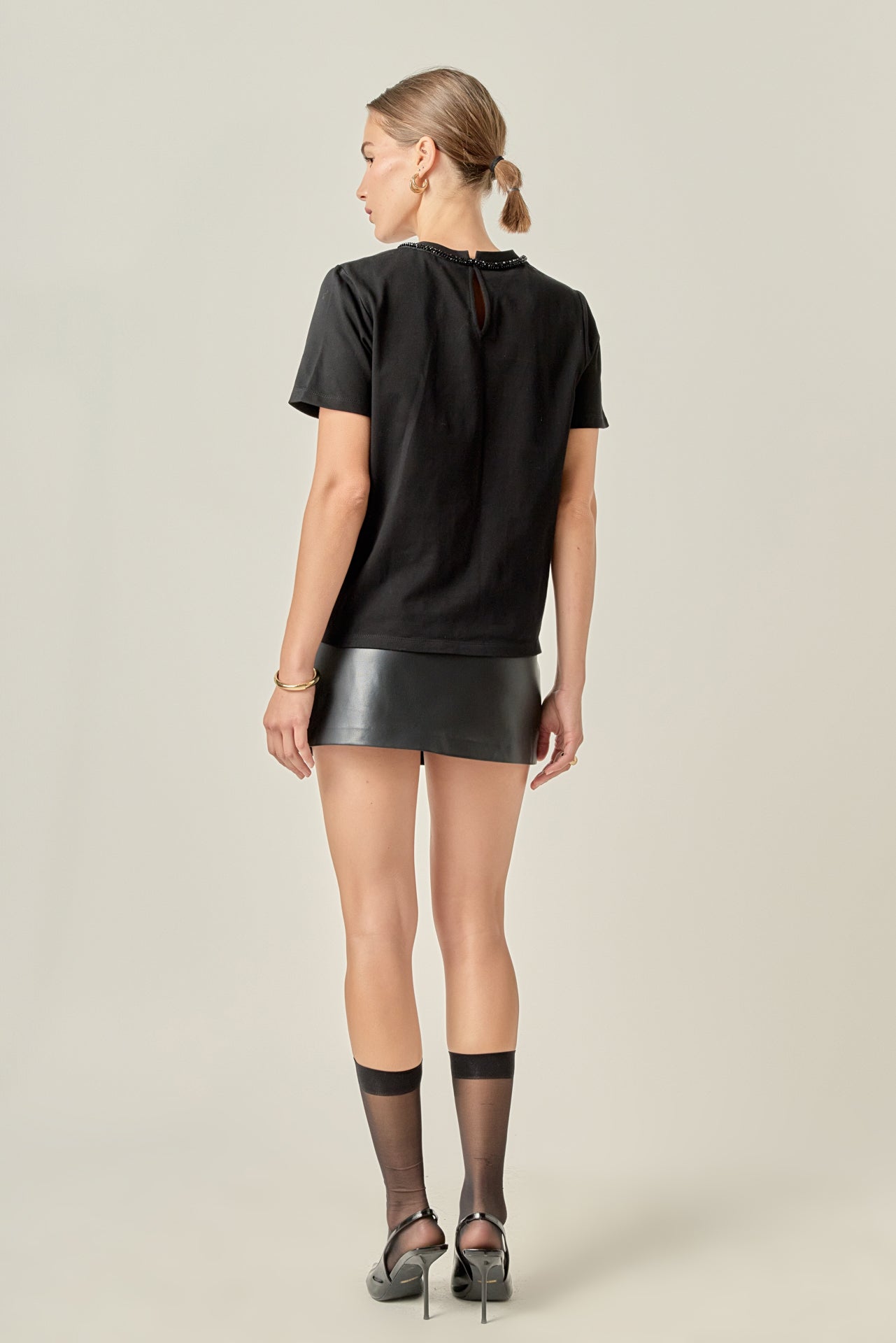 ENGLISH FACTORY - Beaded Bow Tee - T-SHIRTS available at Objectrare