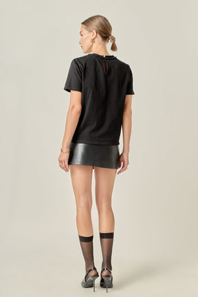 ENGLISH FACTORY - Beaded Bow Tee - T-SHIRTS available at Objectrare