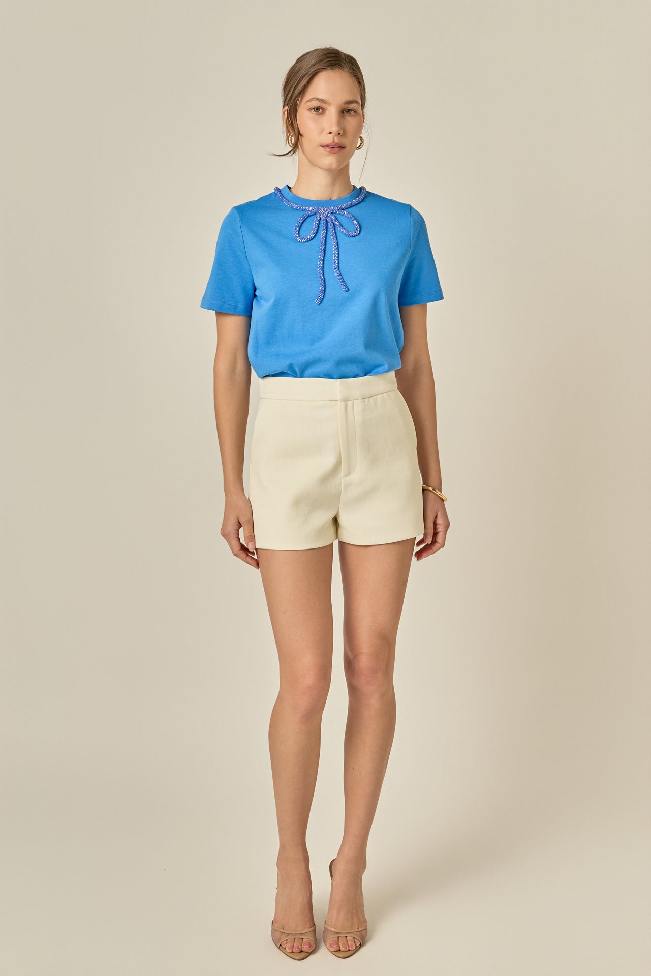 ENGLISH FACTORY - Beaded Bow Tee - T-SHIRTS available at Objectrare