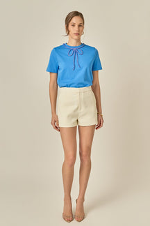 ENGLISH FACTORY - Beaded Bow Tee - T-SHIRTS available at Objectrare