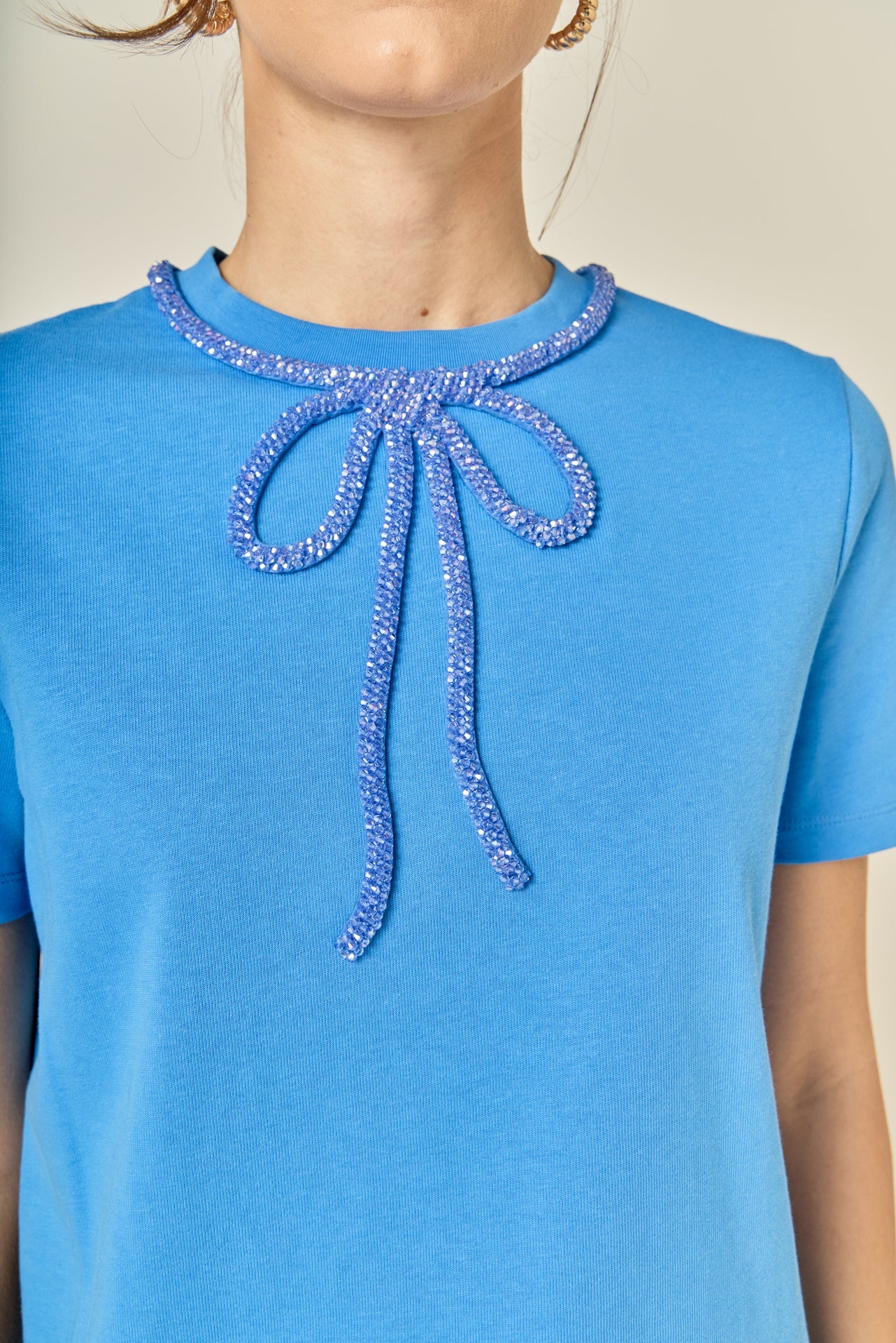 ENGLISH FACTORY - Beaded Bow Tee - T-SHIRTS available at Objectrare