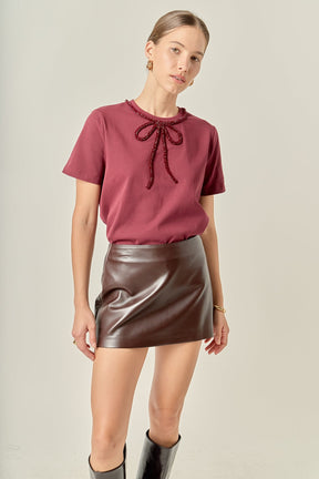 ENGLISH FACTORY - Beaded Bow Tee - T-SHIRTS available at Objectrare