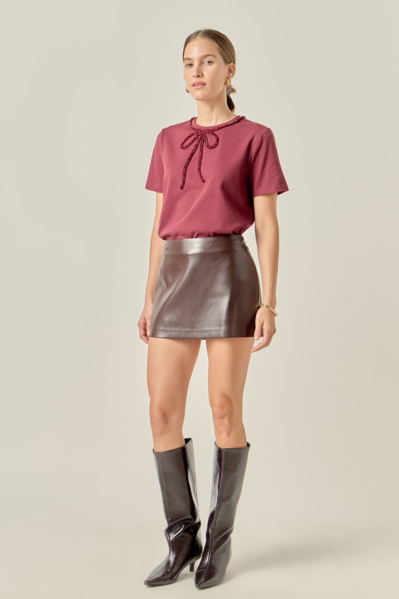 ENGLISH FACTORY - Beaded Bow Tee - T-SHIRTS available at Objectrare