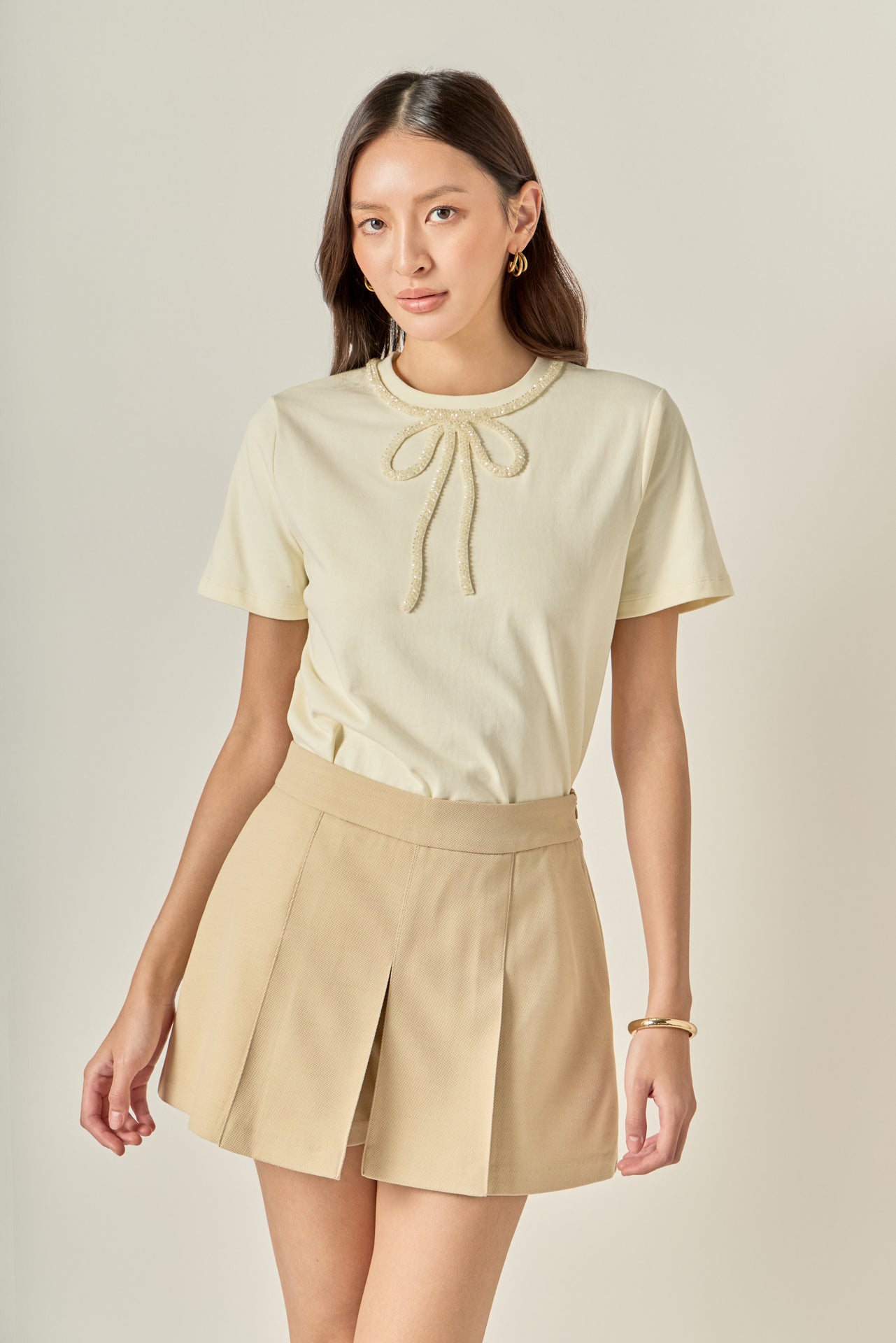 ENGLISH FACTORY - Beaded Bow Tee - T-SHIRTS available at Objectrare