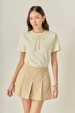 ENGLISH FACTORY - Beaded Bow Tee - T-SHIRTS available at Objectrare