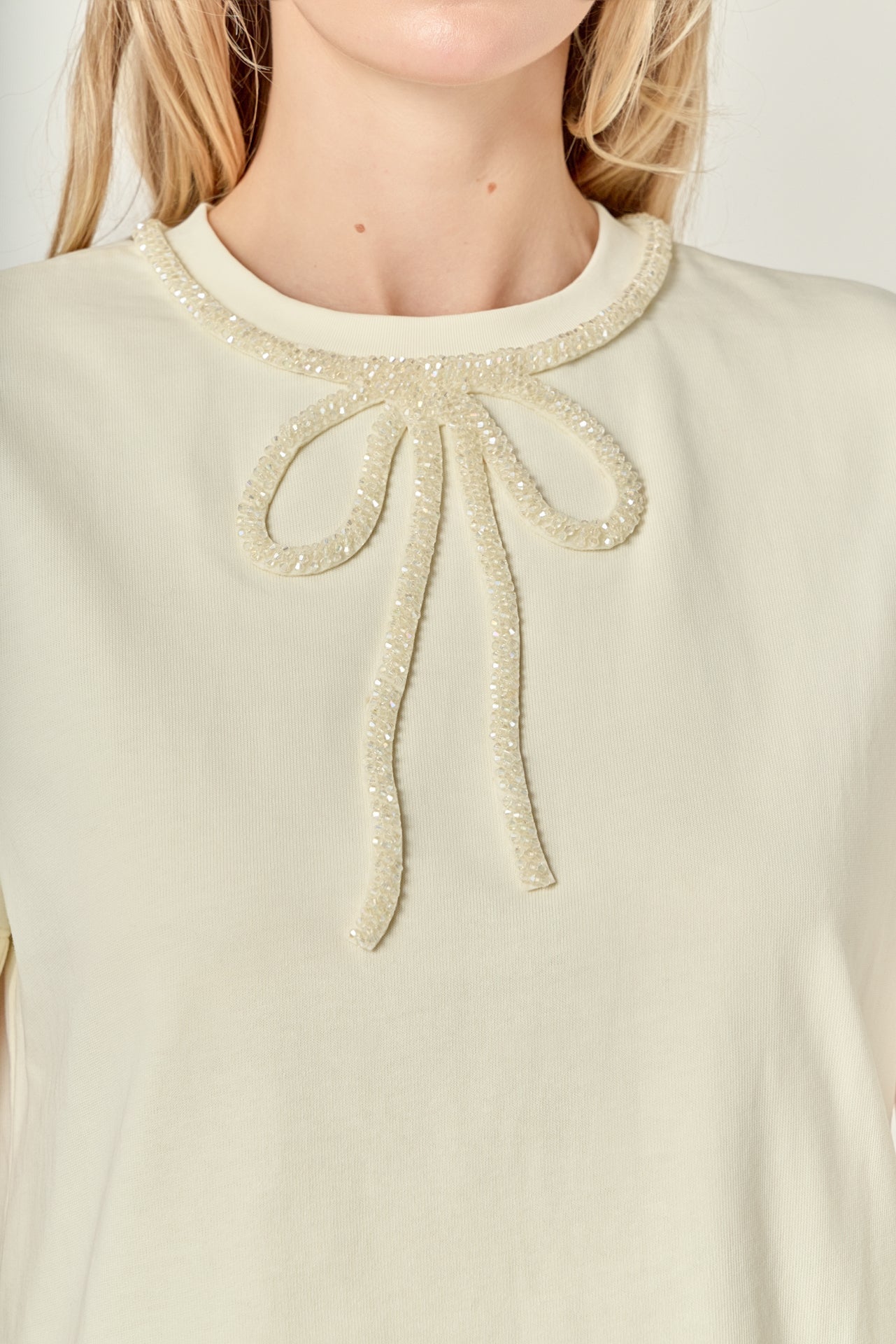 ENGLISH FACTORY - Beaded Bow Tee - T-SHIRTS available at Objectrare