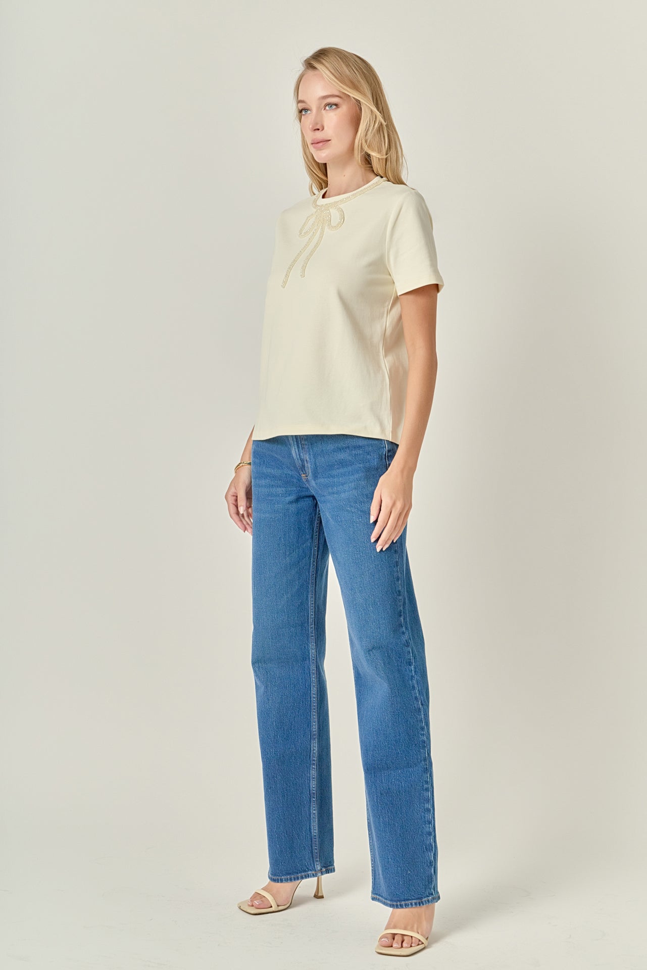 ENGLISH FACTORY - Beaded Bow Tee - T-SHIRTS available at Objectrare