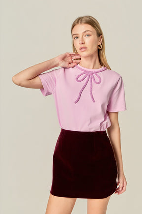 ENGLISH FACTORY - Beaded Bow Tee - T-SHIRTS available at Objectrare
