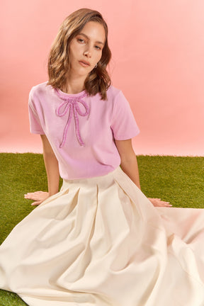 ENGLISH FACTORY - Beaded Bow Tee - T-SHIRTS available at Objectrare