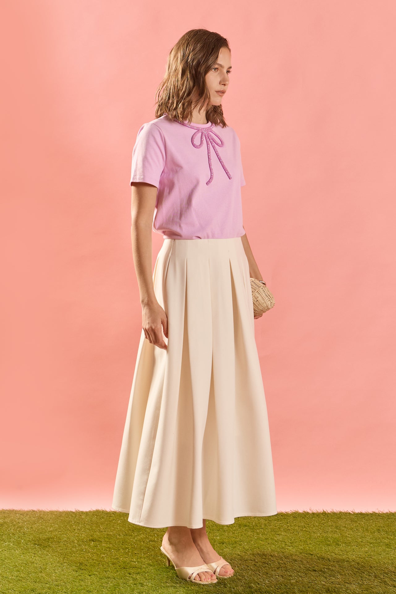 ENGLISH FACTORY - Beaded Bow Tee - T-SHIRTS available at Objectrare