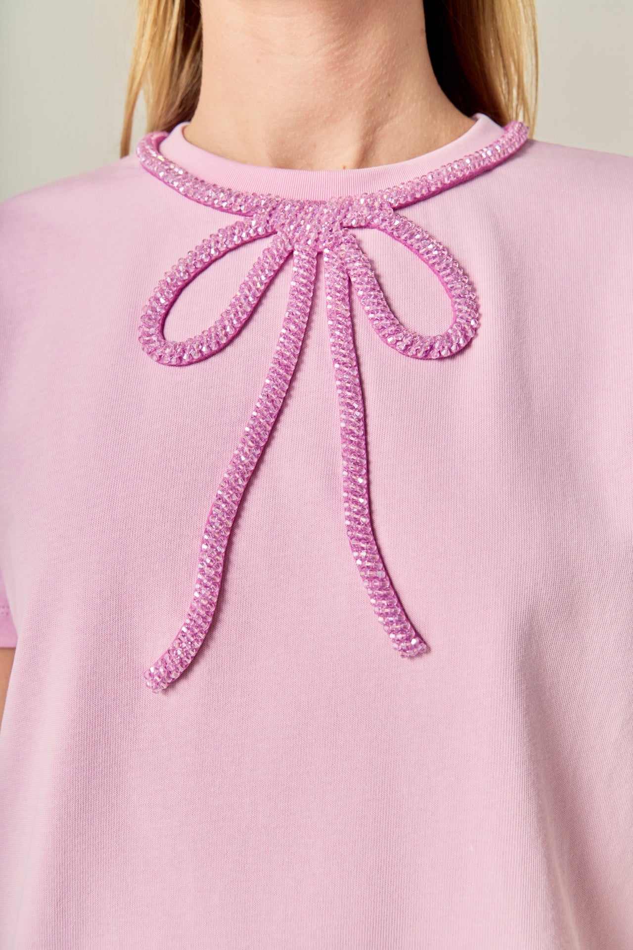 ENGLISH FACTORY - Beaded Bow Tee - T-SHIRTS available at Objectrare