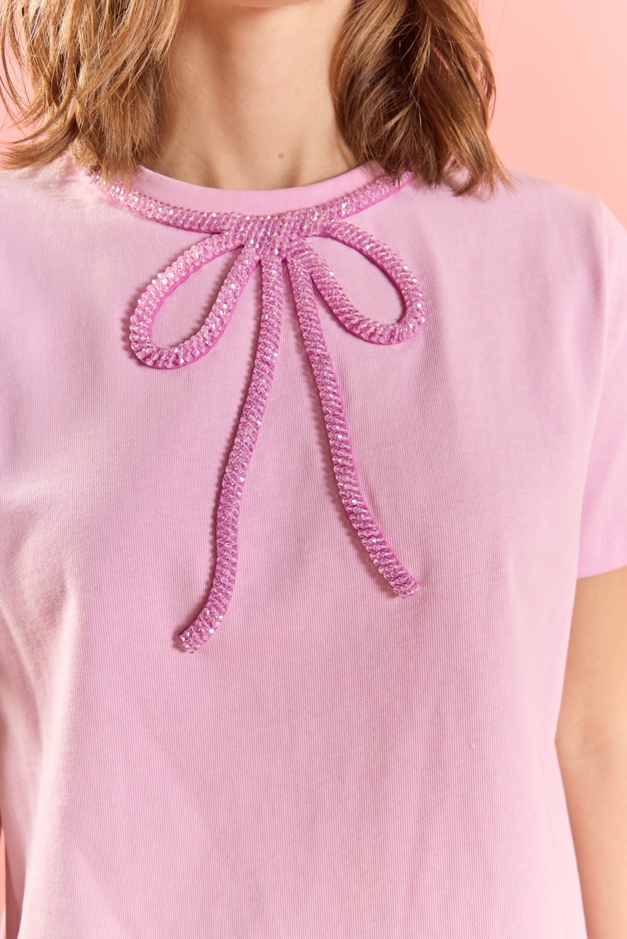 ENGLISH FACTORY - Beaded Bow Tee - T-SHIRTS available at Objectrare