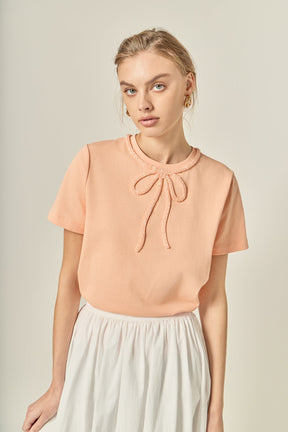 ENGLISH FACTORY - Beaded Bow Tee - T-SHIRTS available at Objectrare