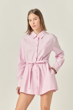 ENGLISH FACTORY - Oxford Belted Romper - ROMPERS available at Objectrare