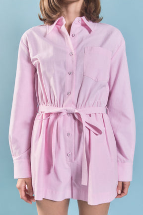 ENGLISH FACTORY - Oxford Belted Romper - ROMPERS available at Objectrare
